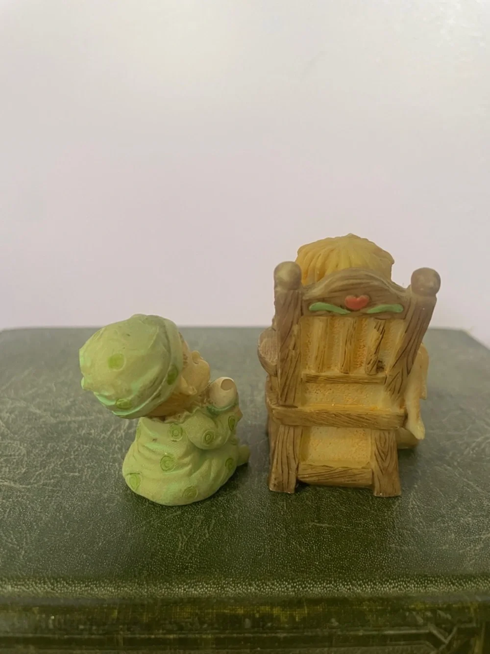 Nursery Baby Figurine Set - Pastel Green and Cream Decorative Accents